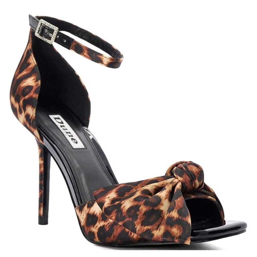 Dune London Mannequins Leopard Print Satin Heeled Dress Sandals Sizes 38, 39 NEW